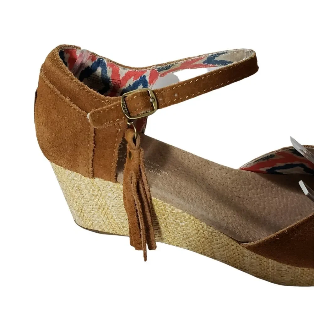 1 Day SALE Tom's Suede platform wedge tassel ankle strap - Picture 9 of 11